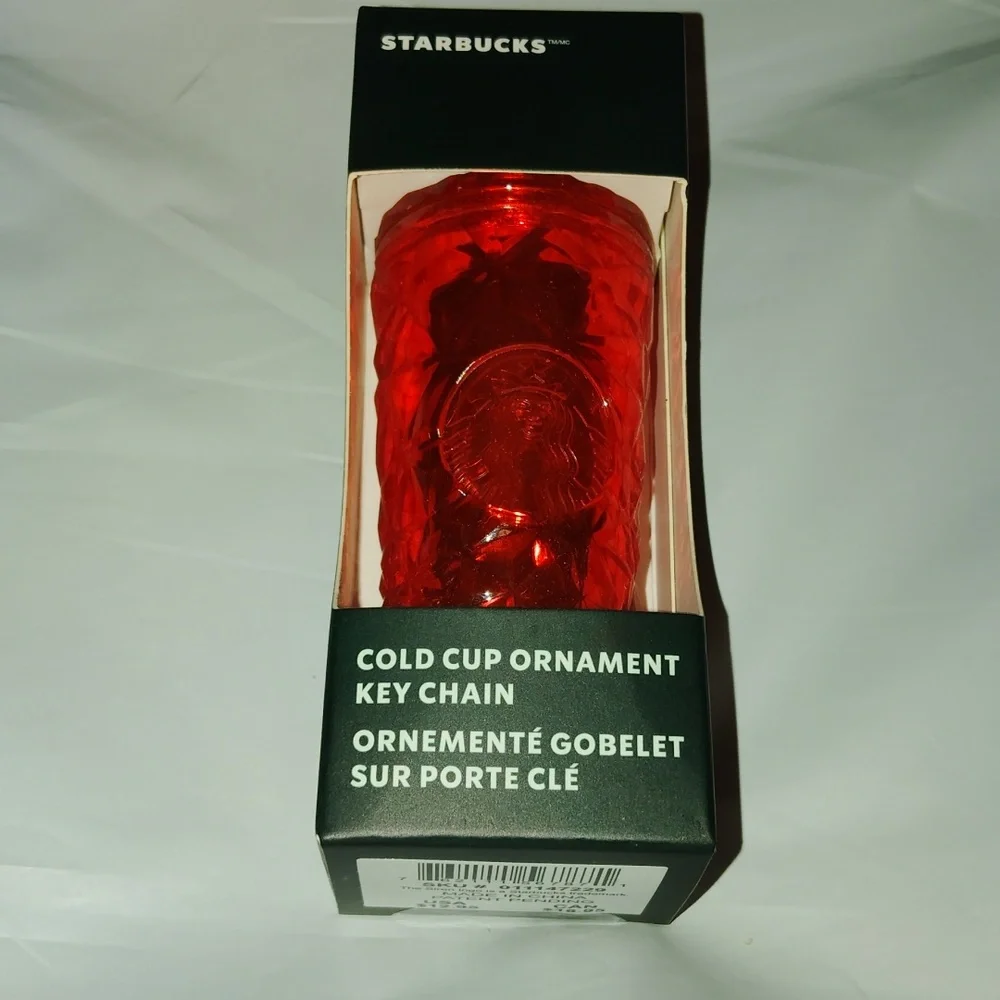 NWT Starbucks Red Cold Cup Ornament Keychain In Box Dated 2023 Box Never Opened